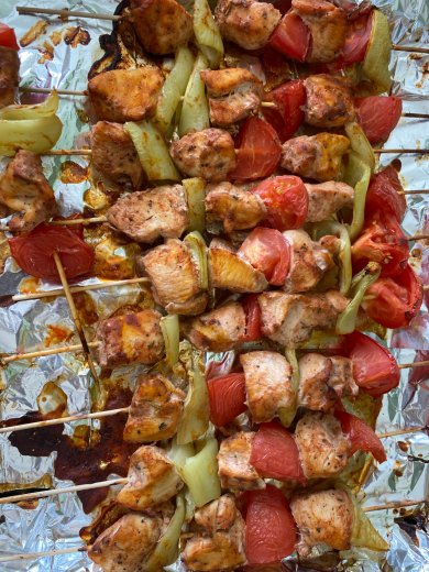 Куриные шашлычки с овощами
