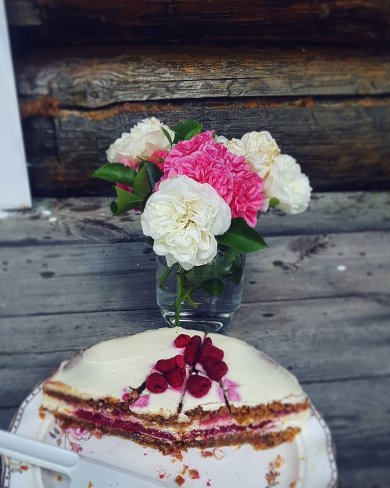 Морковный торт с чизкейком и малиновым конфи - Шаг 4