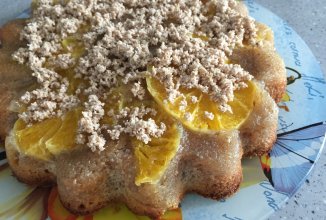 Кекс с апельсинами и грецкореховым жмыхом