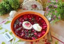 Холодный свекольник с ветчиной