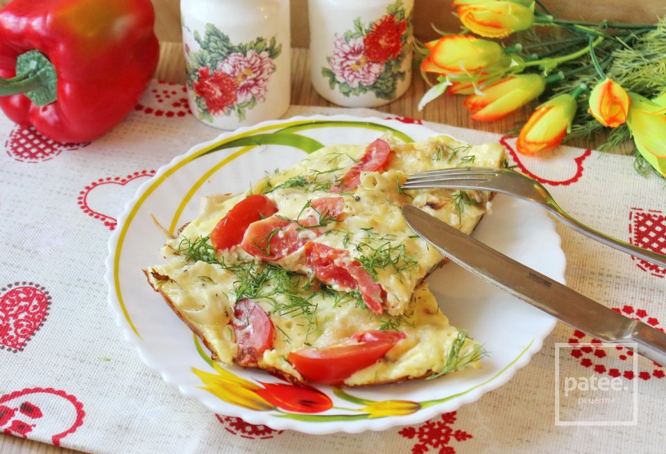 Омлет с  лавашом и помидорами - Шаг 14