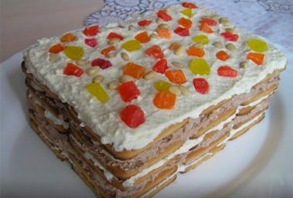 Торт из печенья с творожным кремом