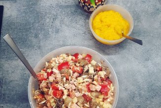 Салат с ветчиной и грибами