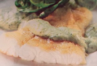 Потрясающий палтус с соусом из брокколи