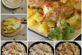Картошка в духовке с курицей (под соусом)