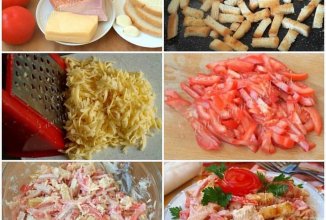 Салат с ветчиной и помидорами