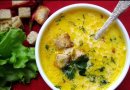 Сливочно-сырный суп с ветчиной и сухариками