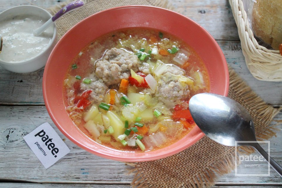 Щи с пекинской капустой и мясными фрикадельками - Шаг 21