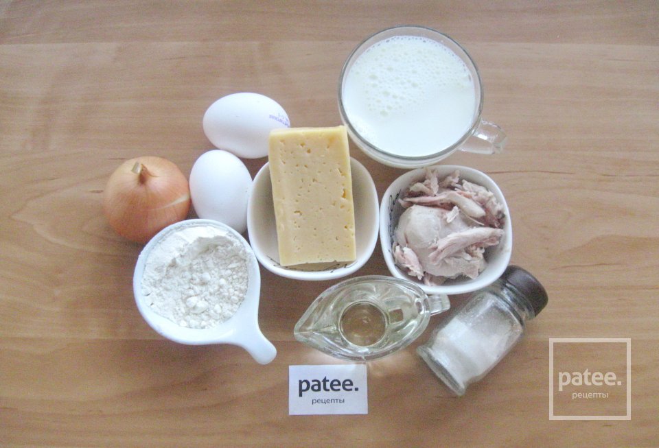 Блинчики с сыром, курицей и яйцом - Шаг 1