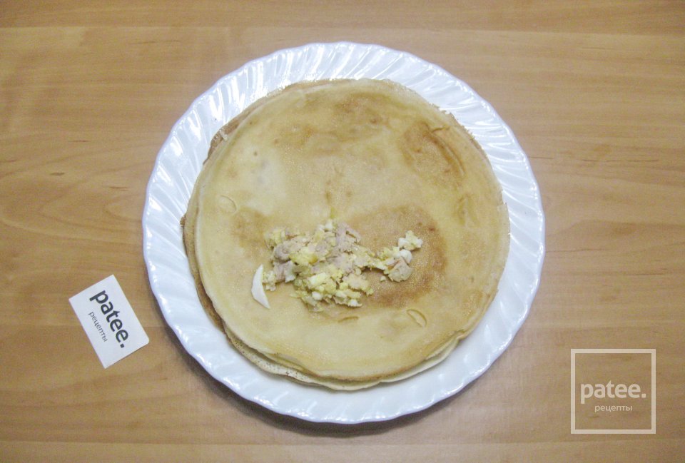 Блинчики с сыром, курицей и яйцом - Шаг 13