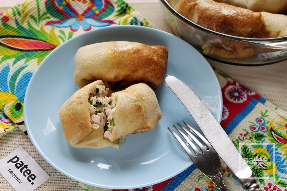 Блины, фаршированные курицей и зелёным луком - Шаг 18