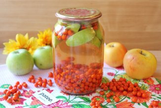 Компот из красной рябины и яблок на зиму