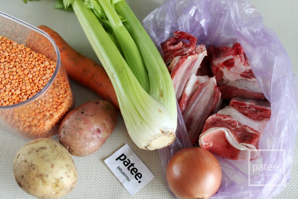 Суп с бараниной и красной чечевицей - Шаг 1