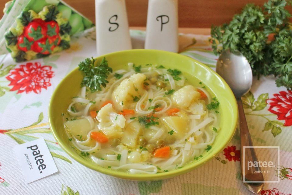 Овощной суп с цветной капустой и лапшой - Шаг 12