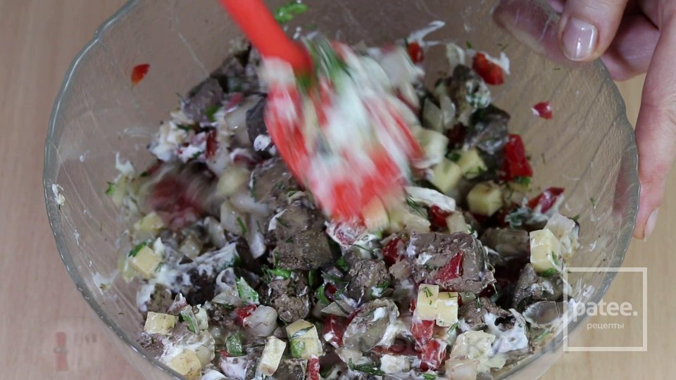 САЛАТ С  КУРИНОЙ  ПЕЧЁНКОЙ - Шаг 10