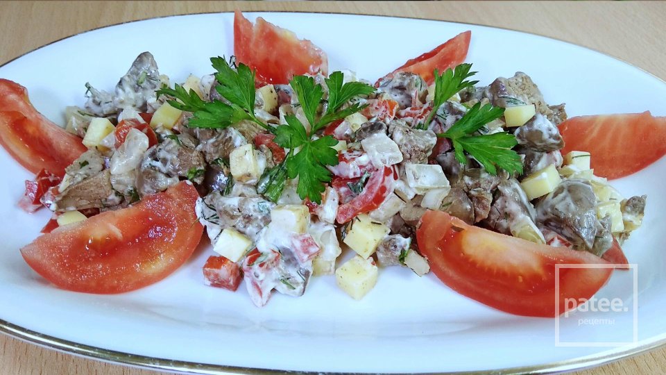 САЛАТ С  КУРИНОЙ  ПЕЧЁНКОЙ - Шаг 11