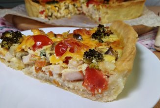 ПИРОГ  КИШ  С КУРИЦЕЙ  И  ГРИБАМИ