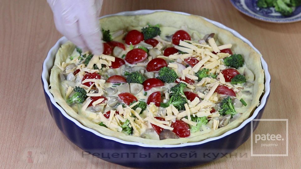 ПИРОГ  КИШ  С КУРИЦЕЙ  И  ГРИБАМИ - Шаг 12