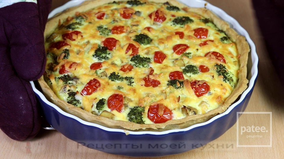 ПИРОГ  КИШ  С КУРИЦЕЙ  И  ГРИБАМИ - Шаг 13