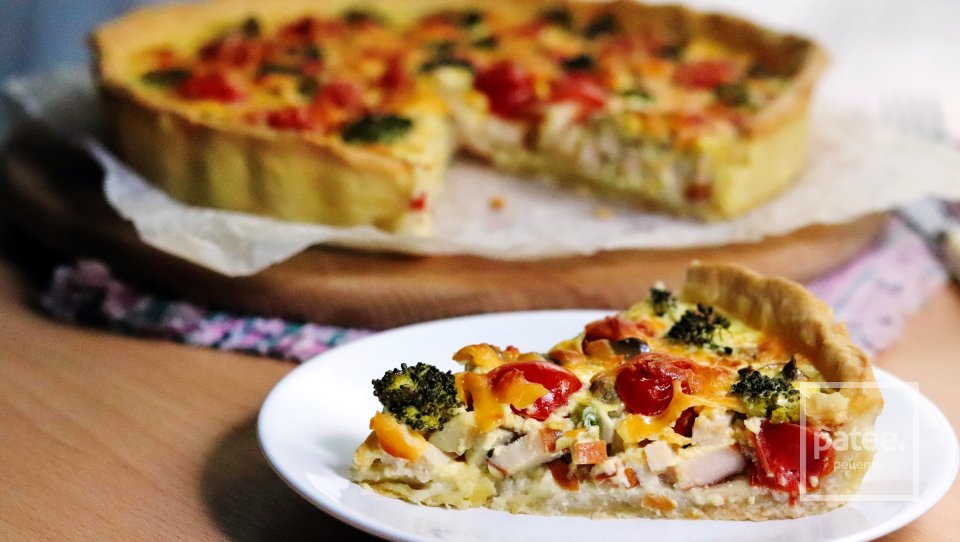 ПИРОГ  КИШ  С КУРИЦЕЙ  И  ГРИБАМИ - Шаг 14