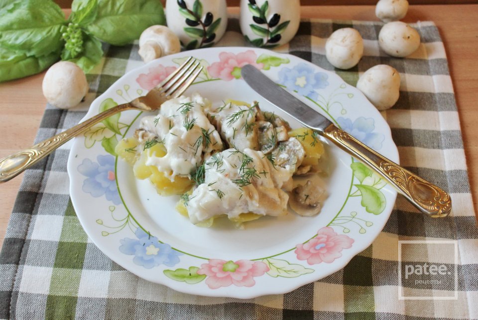 Филе судака с грибами в духовке - Шаг 12