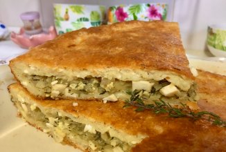 Пирог с капустой и тестом из творога.