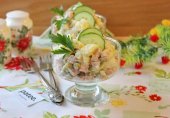 Салат с ветчиной и свежими огурцами