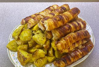 Куриные сырные рулеты в беконе!