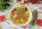 Овощной суп с языком