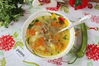 Овощной суп с языком