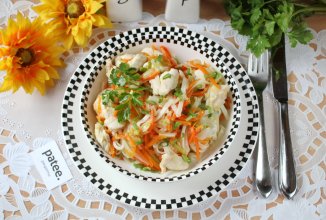 Куриное филе с овощами и лапшой удон