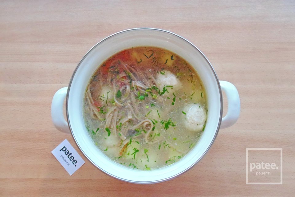 Суп с фрикадельками и гречневой лапшой - Шаг 10