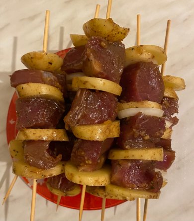 Шашлычки из свинины с молодым картофелем в цитрусовом маринаде в духовке - Шаг 4