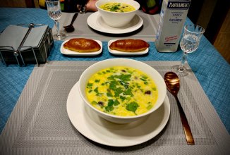 Сливочный суп с Горошком и грибами Шиитаке