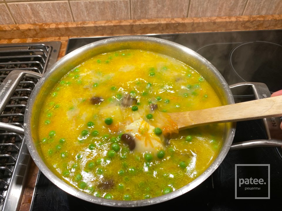 Сливочный суп с Горошком и грибами Шиитаке - Шаг 14