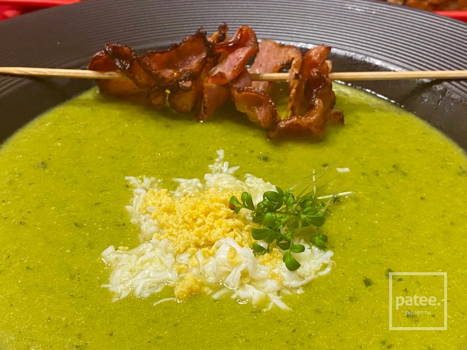 Крем-суп из зелёного горошка с зеленью - Шаг 17