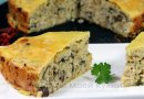 Заливной пирог с курицей и грибами