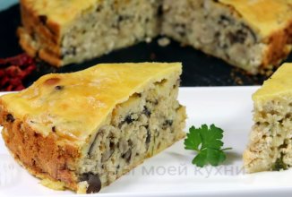 Заливной пирог с курицей и грибами