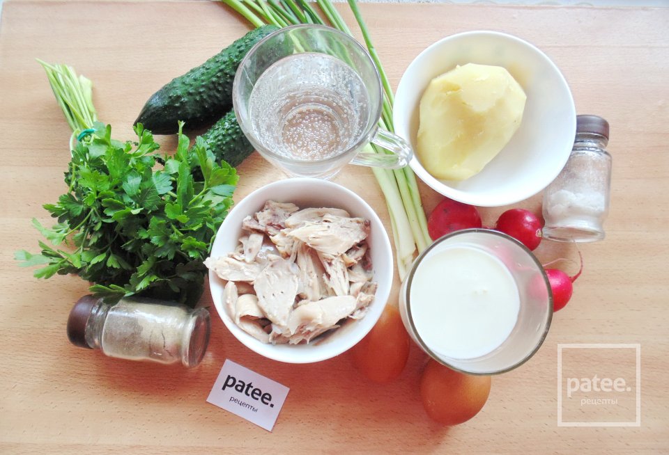 Тертая окрошка на кефире - Шаг 1