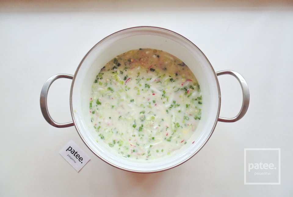 Тертая окрошка на кефире - Шаг 10