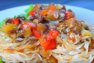 Макаронные гнезда с начинкой 🍝