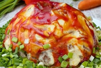 Запеканка из картофельного пюре с фаршем «Вулкан» 👍🏼