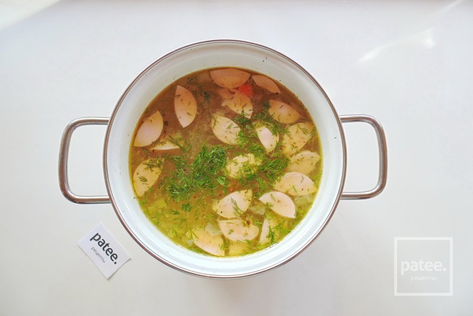 Рассольник с булгуром и сардельками - Шаг 12
