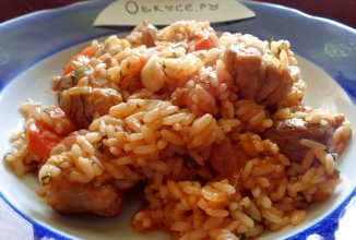 Свинина с рисом в томате на сковороде 🍅