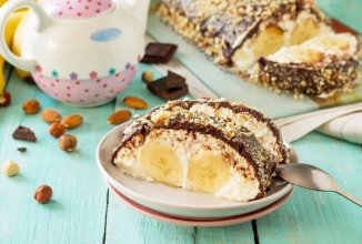 Творожное-шоколадный десерт с бананом 🍌