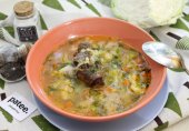 Щи с потрошками и свежей капустой