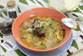 Щи с потрошками и свежей капустой
