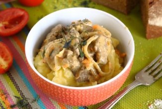 Тушеная куриная печень в сметане 👍🏼