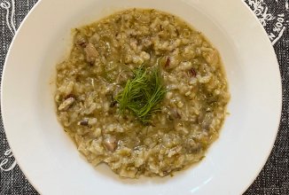 Ризотто со шпинатом и куриным филе