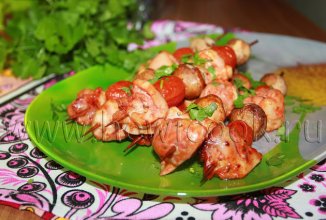 Куриные шашлычки с грибами и помидорами Черри 🍅